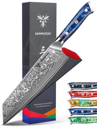 Ніж Kiritsuke Damastmesser 22 см, серія Xuan, сталь VG10 Дамаск, ручка з полімеру (сапфірово-синій)