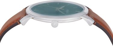 Годинник Fossil для чоловіків The Minimalist 3H, кварцовий механізм, 44 мм, срібна сталева коробка та шкіряний ремінь, FS5439 (Olivgrün)