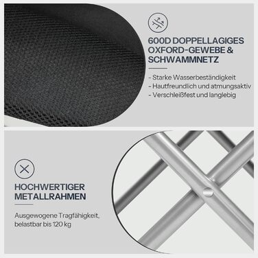 Складний кемпінговий стілець для пікніка, саду, балкону та пляжу, чорний - EBK01LC02