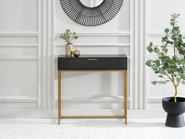 Консольний столик Mebel-Partner, чорний та матовий золотий, 80 x 76,5 x 28 см