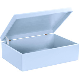 Large Wooden Box with Lid - All-Purpose Wooden Box - Storage Box | Toy Chest - Gift Packaging | Decorative Box for Crafting FSC® (approx. 40 x 30 x 14 cm | L, Blue)
