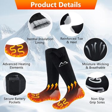 Гріючі шкарпетки KomfortPlus Pro 2.0 ye-02: для полювання, катання на лижах, піших прогулянок. Машинне прання. Для чоловіків та жінок