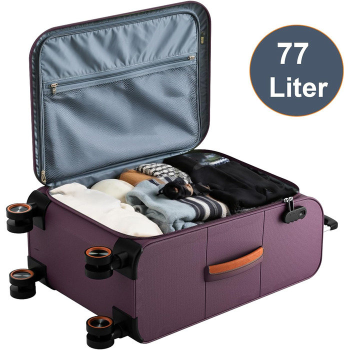 Чемодан великий 78x48x30 см Troey - тканинний, з 4 колесами та відділенням для аксесуарів, ручна поклажа, 109 літрів, червоний