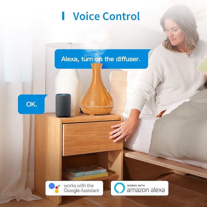 Розумний аромадифузор Meross Mini | 400 мл, RGB, керування через додаток, голосове керування | Сумісний з Apple Home, Alexa, Google Home