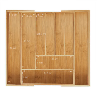 Relaxdays Bamboo Cutlery Box, Extendable