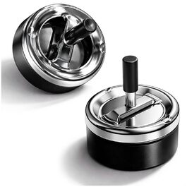 Попільничка металева com-four® 6x з нержавіючої сталі, Windaschenbecher, Ø 11 см (2 шт., чорна)