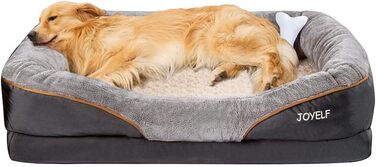 JOYELF XLarge Memory Foam Dog Bed, Orthopedic Dog Bed & Sofa with Removable, Washable Cover and Squeaky Toy as a Gift