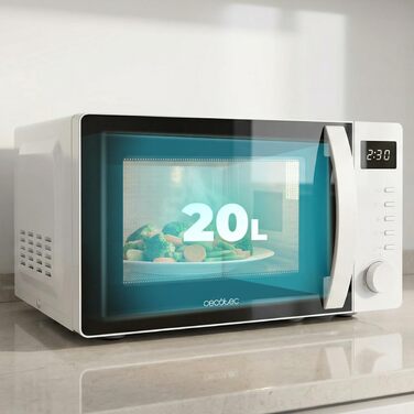 Мікрохвильова піч Cecotec Proclean 5105 біла, 20 л, з грилем, технологією 3DWave та функцією розморожування