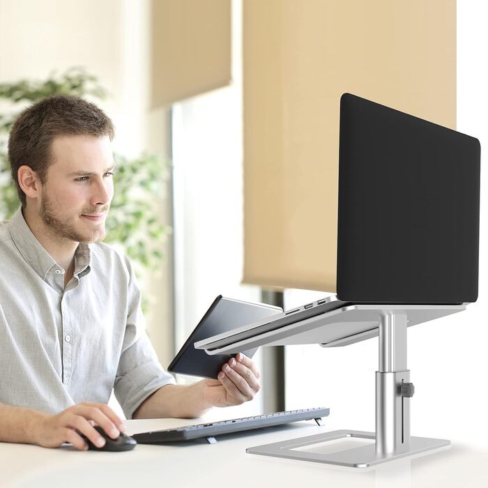 Підставка для ноутбука GOKEDA, ергономічна регульована, з алюмінієвого сплаву, сумісна з MacBook, Dell, HP, Lenovo, Samsung (11-17 дюймів), срібна