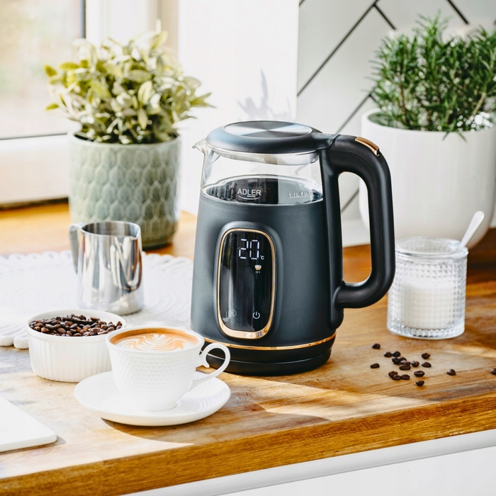 Електричний скляний чайник Adler, 1,7 л, 2200 Вт, з регулюванням температури