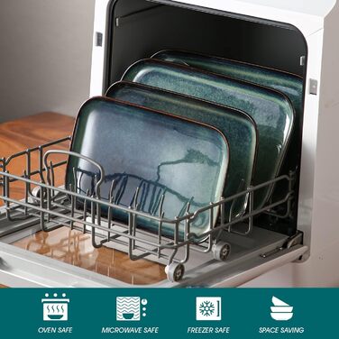 Набір тарілок Vancasso Stern (3 шт.) з кераміки: тарілки для їжі, десерту, випічки та сніданку, зелені