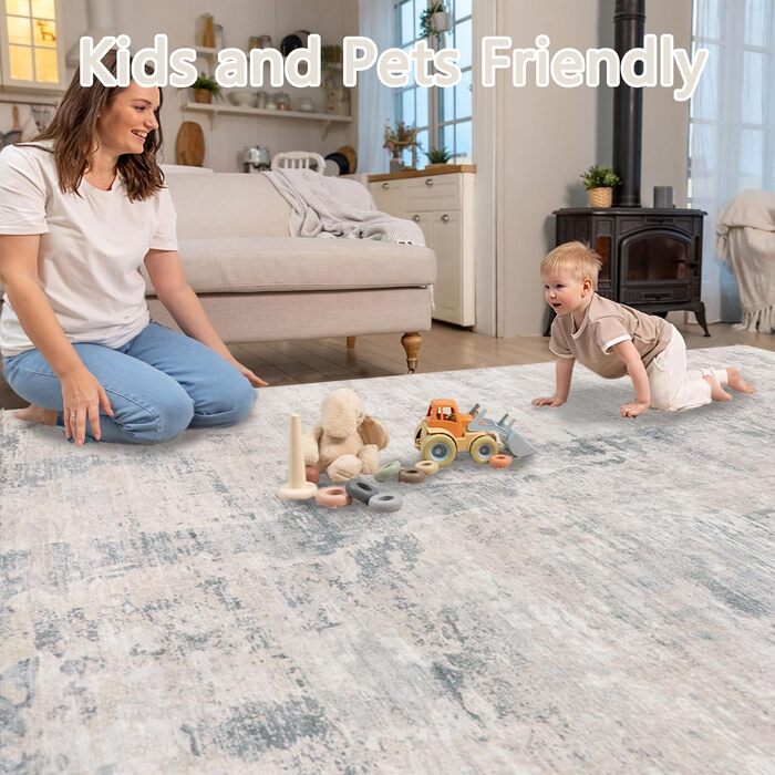 Килим для вітальні 160x230 см, абстрактний, короткий ворс, для спальні, миючий, сучасний, м'який, для їдальні, дитячої кімнати, бежевий (прямокутний)