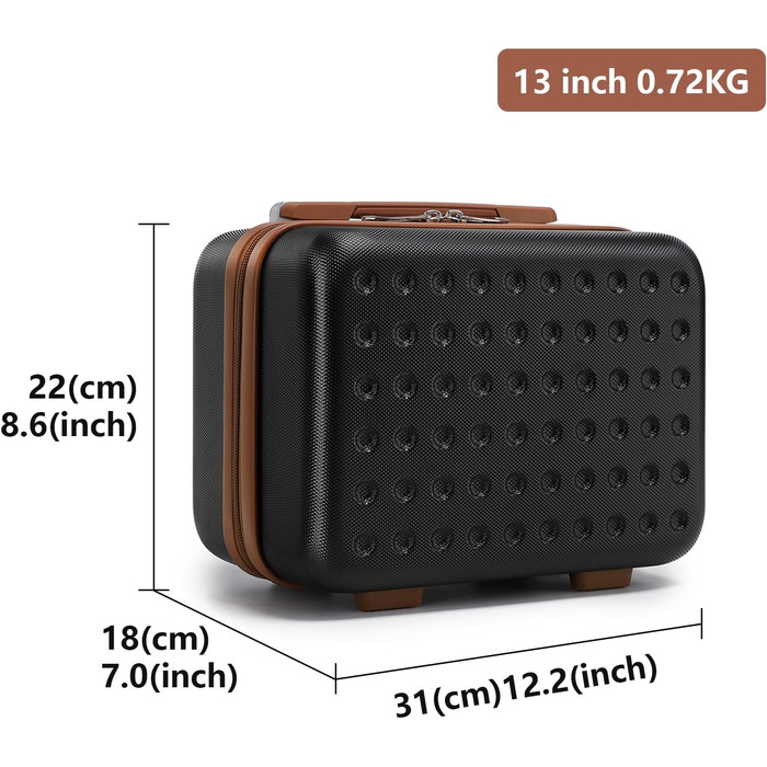 Чемоданчик для косметики KONO, 31x22x18 см, ABS пластик, чорний