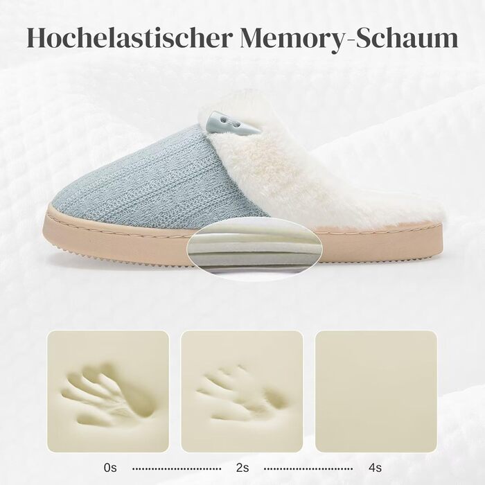 Домашні тапочки NineCiFun для жінок, зимові, теплі, зручні, з м'якою піною пам'яті, з антиковзкою підошвою, для дому, блакитні, 38/39 EU