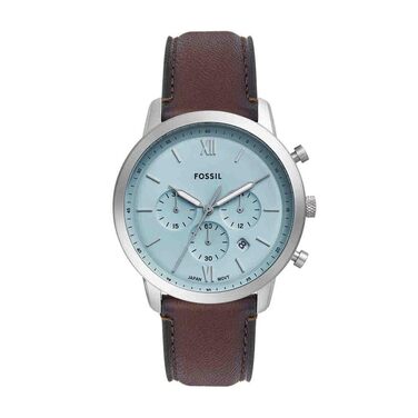 Годинник чоловічий Fossil Neutra Chronograph – шкіряний ремінець (коричневий/блакитний)