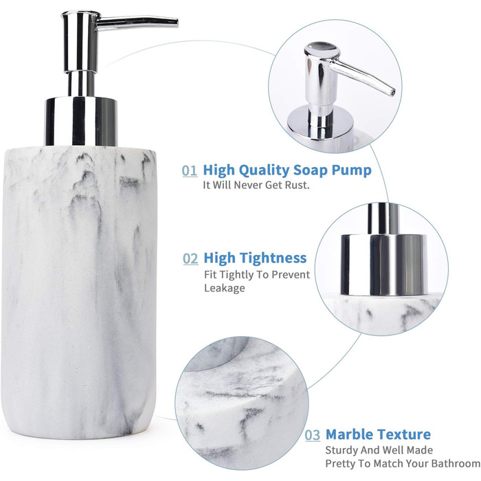 Набір аксесуарів для ванної кімнати L'ARL GMVOI, 4 шт., мармуровий набір аксесуарів для ванної кімнати з тримачем для зубних щіток, дозатором мила, склянкою, мильницею для декору ванної кімнати, білий