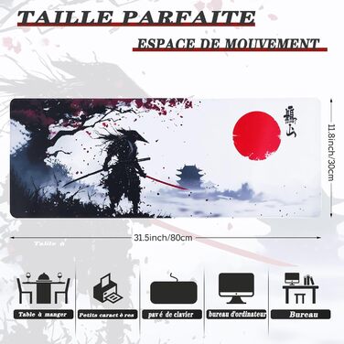 Килимок для миші EFISH Japanische XXL 800x300 мм, водонепроникний, антиковзаючий, для ПК, MacBook, ноутбука