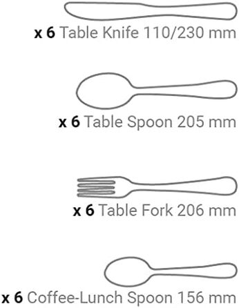 Набір столових приборів ARCOS Capri 24 предмети: ложки, виделки, ножі, десертні ложки - срібний, для 6 осіб