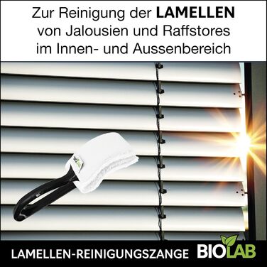 BIOLAB Venetian Blind Cleaning Tongs (incl. 2 Pads) and Blind Cleaning Brush (exterior), for cleaning blinds & Venetian blinds, blind cleaner, slat cleaner, Venetian blind cleaner