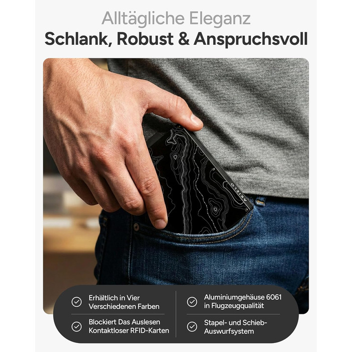 Кластинка для карток з RFID захистом та подарунковою коробкою – Мінімалістичний гаманець для чоловіків – Компактний картхолдер з безконтактним захистом (Alpha Collection) 07. Topo Edition