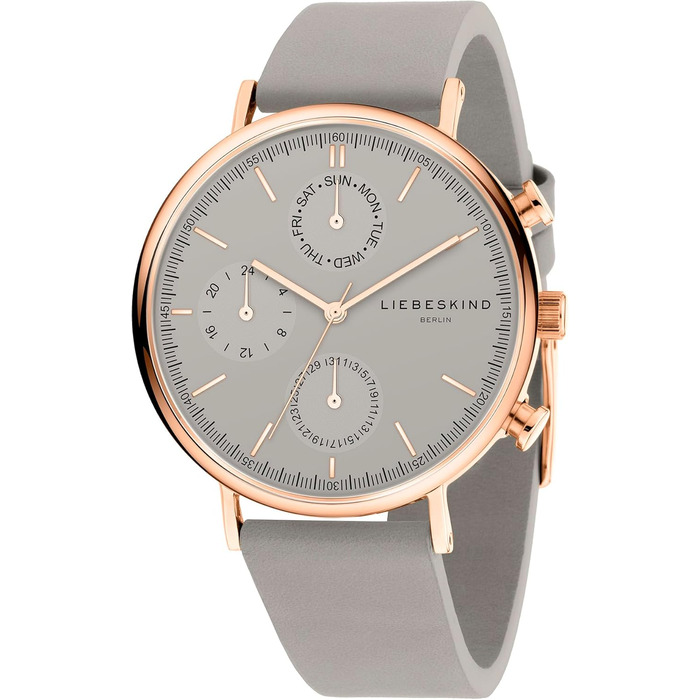 Годинник Liebeskind Berlin для жінок – круглі багатофункціональні годинники 38 мм – браслет із нержавіючої сталі або шкіри – водонепроникність 5ATM. Елегантний дизайн (Бежевий)