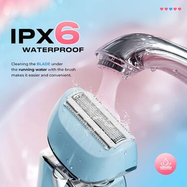 Електричний жіночий триммер для тіла: безболісне гоління ніг, бікіні та під пахвами. Бездротовий, перезаряджається, для мокрого та сухого використання. Колір: блакитний