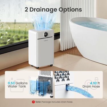 Електричний осушувач повітря CHIVALZ 12л/24г для приміщень до 120м³ (30м²), 3 режими роботи, таймер 24г, автоматична відтавлювання, білий
