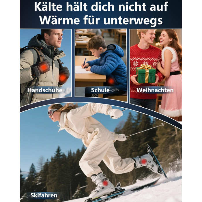 Електричні грілки для рук - 2 шт. з LED-дисплеєм, 3 режими нагріву, акумуляторні, для дітей, чоловіків, жінок - чорні