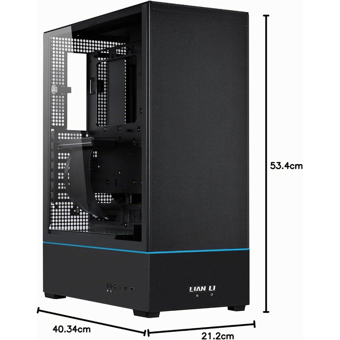 Корпус для ПК Lian Li SUP-01X, трикамерна система охолодження, підтримка GPU до 400мм та радіаторів 360мм, 3 вентилятори 120мм, загартоване скло, чорний