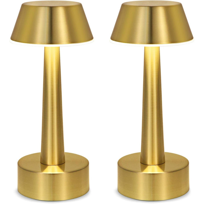 Бездротова LED-лампа OCEST, USB, настільна, акумуляторна, 3 кольори, диммування, для дому та саду (2 шт., золото)