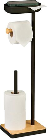 Підставка для туалетного паперу Relaxdays з полицею, 68x20,5x16 см, білий/натуральний колір