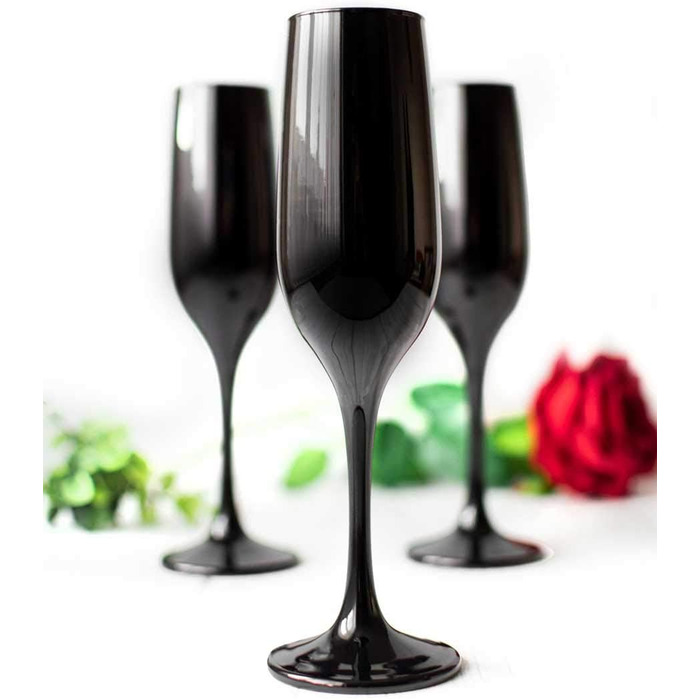 6 келихів для шампанського, prosecco та шампанського Sendez, 200 мл, чорні