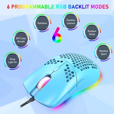 Ігровий комплект клавіатури та миші MK21: механічна клавіатура 60% з RGB підсвічуванням (62 клавіші), миша 6400 DPI та килимок для миші. Сумісний з PS4, Xbox, PC. Кольори: чорний/блакитний (Blue Switch)