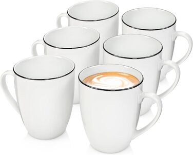 Набір посуду SÄNGER Tafelservice Marlo Black Rim, 24 предмети (6 осіб) з порцеляни: вечері, десерти, миски, чашки