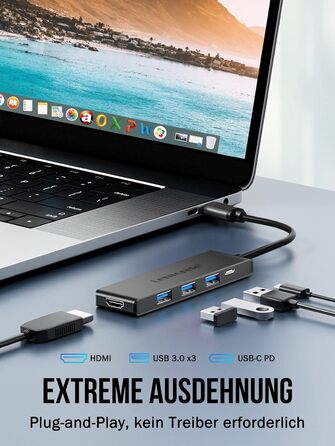 Док-станція USB-C Hub з 3 дисплеями, 2025 Upgrade: Dual 4K HDMI, VGA, 1000M Ethernet, 4 USB A 3.0/2.0, 100W PD, SD/TF, AUX 3.5mm, адаптер USB Multiport для Windows/Mac/Dell/HP та інших пристроїв з Type C (Чорний)