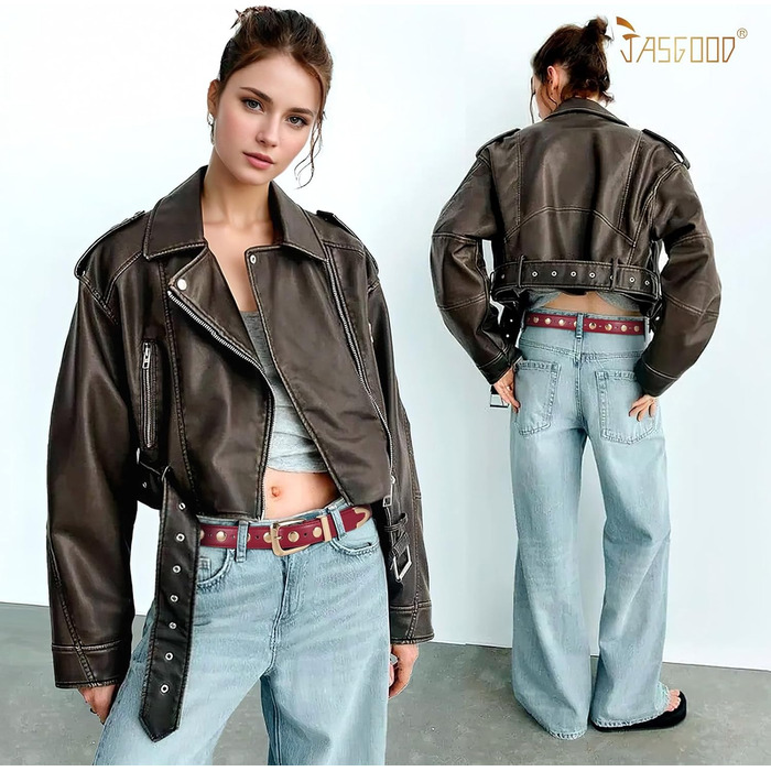 Жіночий шкіряний ремінь JASGOOD з золотистою пряжкою, вінтажний панк-рок, модний ремінь з шипами для джинсів та повсякденного носіння, 130 см: для розміру 105-114 см (Бордовий, 110 см: для розміру 78-92 см)