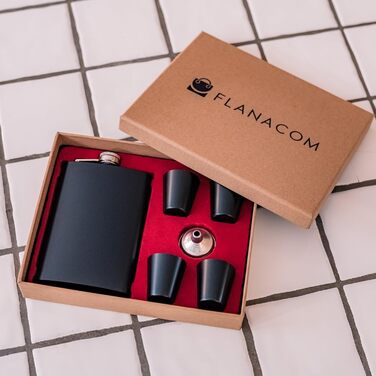 Набір фляга з келихом та воронкою для чоловіків • Військовий дизайн • Матова чорна/зелена сталь • 9 oz / 265 ml • Аксесуари для піших прогулянок