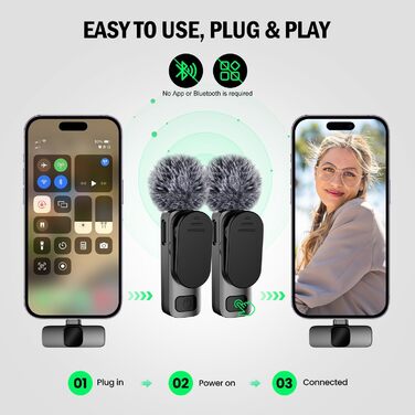 Бездротовий петличний мікрофон з 4 режимами запису для Android, iPhone, PC – Mini-мікрофон для відео, TikTok, YouTube, Live-трансляцій та інтерв'ю (K1)