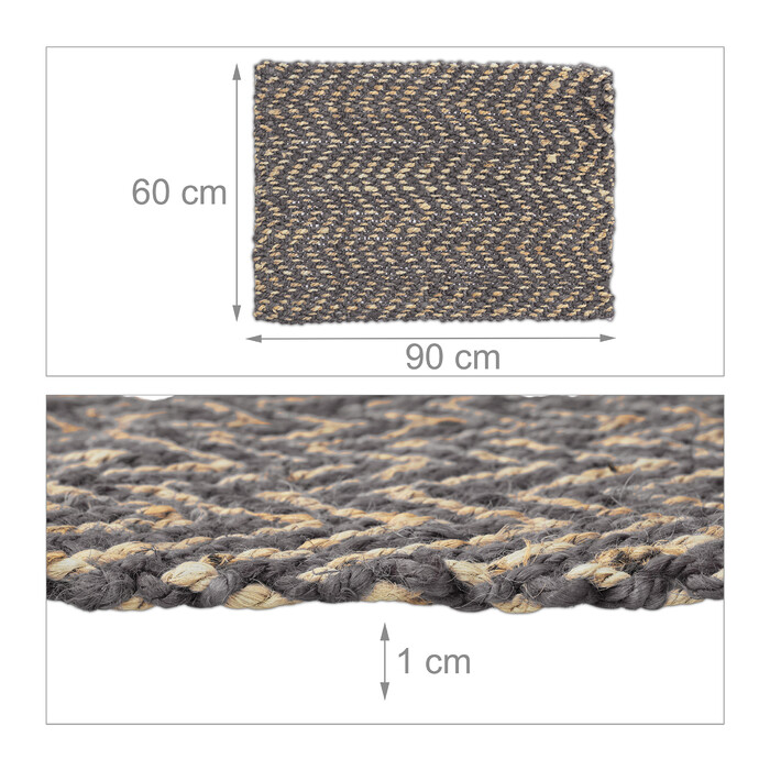 Relaxdays Jute Rug, 60x90 cm