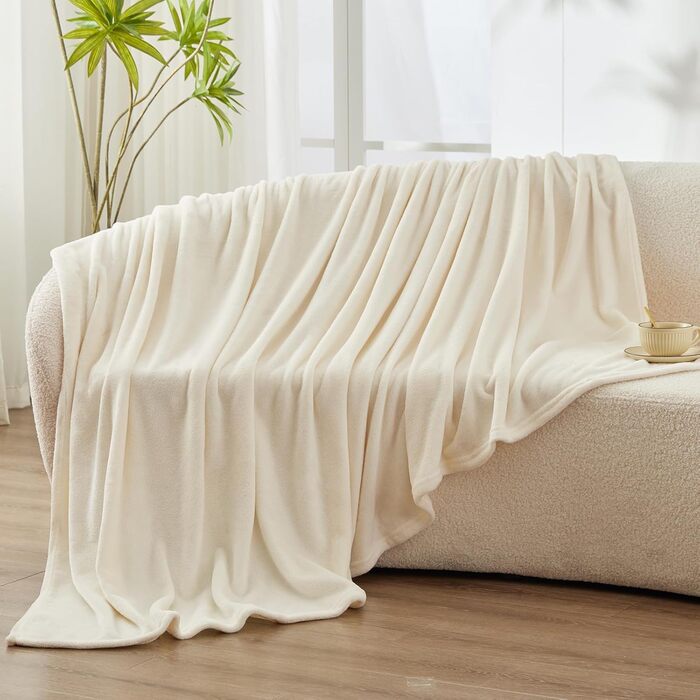 WAVVE Плед м'який, теплий, флісовий 150x200 см - 2 шт. (кремовий)