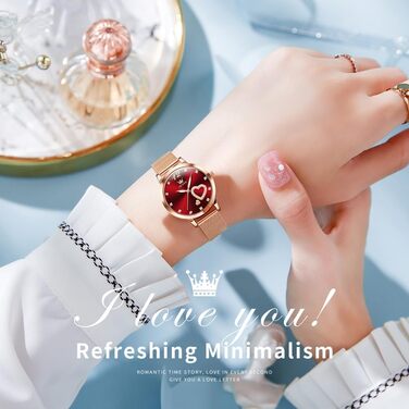 Годинник жіночий OLEVS Roségold з серцем-діамантом, чорно-білий циферблат, кварц, водонепроникний, комплект з браслетом