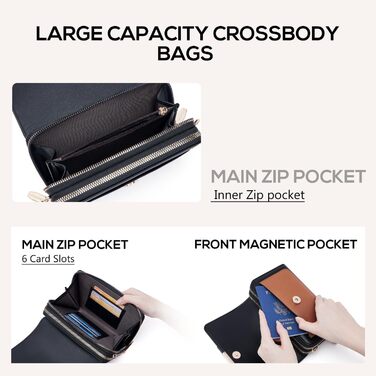 Сумка Roulens Klein через плече для жінок, веганська шкіра, чорно-коричнева. Компактна крос-боді сумка для телефону, паспорта та карток з регульованим ремінцем