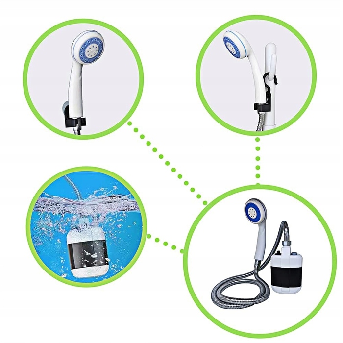 Кемпінговий душ з акумулятором 2200 мАг, портативний душ-помпа