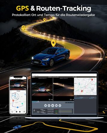 Автомобільний відеореєстратор GKU 4K+4K (передній та задній), сенсор STARVIS 2, HDR, нічна зйомка, чорний