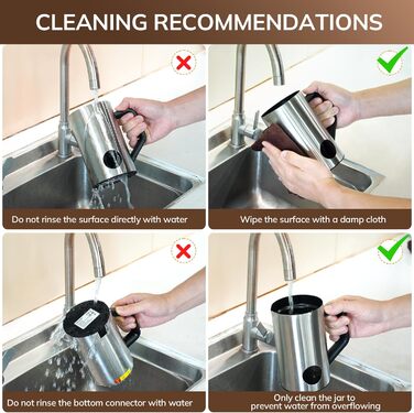 Електричний піногасник для молока Morpilot, 650W, нержавіюча сталь, 350мл, для гарячого та холодного молока, сумісний з посудомийною машиною