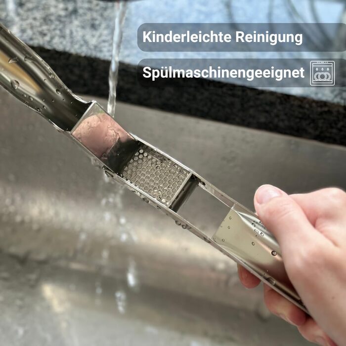 Прес для часнику з нержавіючої сталі - миється в посудомийній машині, стійкий до іржі - міцний та ергономічний, для легкого подрібнення - ідеальний для свіжого часнику