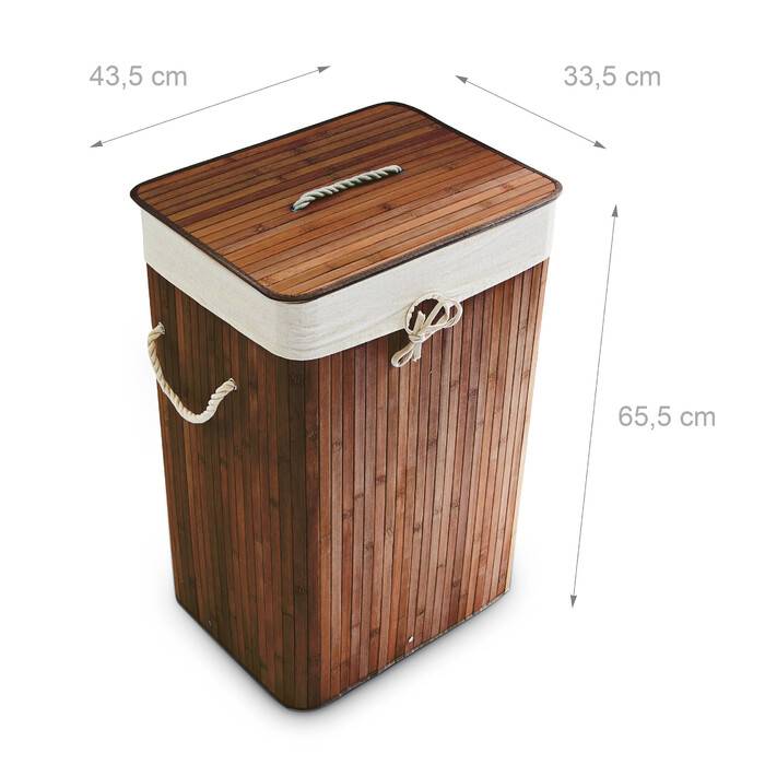 Relaxdays Bamboo Laundry Basket, Square