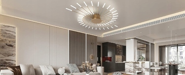 Підвісна люстра GOECO золота, сучасна LED, 128x128 см, 42 Вт, 4500 лм