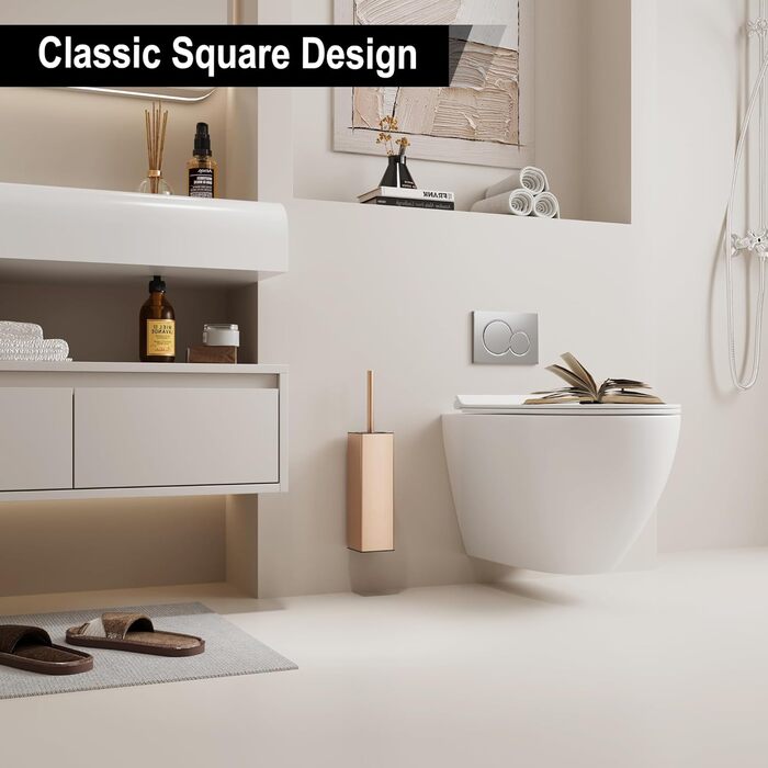 Настінна щітка для унітазу BVL з кріпленням без свердління, набір з 2 насадками, білий матовий колір