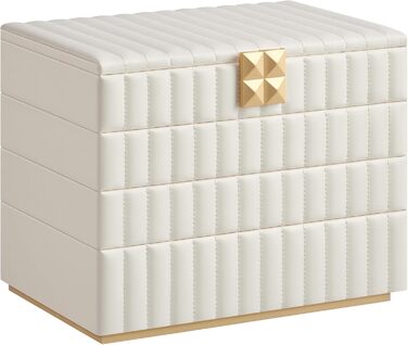 SONGMICS HOME ANAH - Скрінька для прикрас, 4 ящики, з дзеркалом, білий, 17 x 28 x 20,5 см, JBC181W01